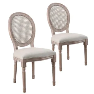 Pack de 2 Sillas de comedor Versalles con respaldo de ratán