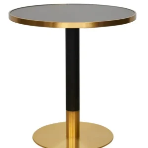 Mesa de bar redonda  inox dorado negro piedra sinterizada