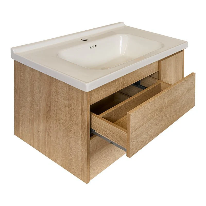 Mueble de baño 2 cajones y puerta con lavabo y espejo led 80x60 Kosmos - immagine 3