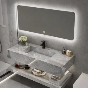 Mueble de baño de 100 piedra sinterizada con espejo led Nora