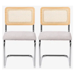 Pack 2 Silla de comedor ratán y tapizada Ninfa