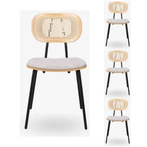 Pack 4 Silla de comedor madera y acero Alan