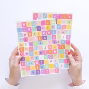 Set di 2 fogli di sticker “Alfabeto Pastelloso”
