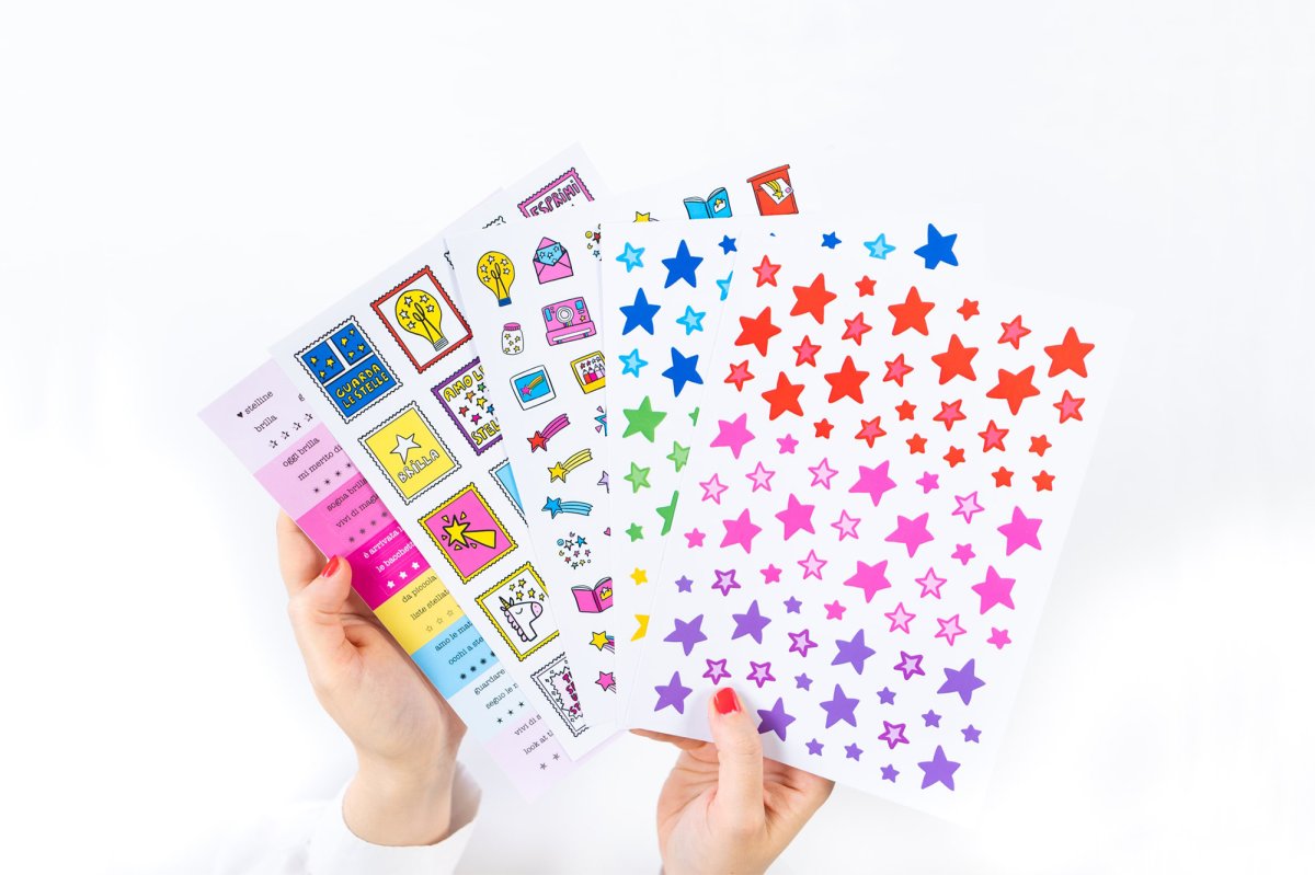 Set di 5 fogli di sticker “Stelline”