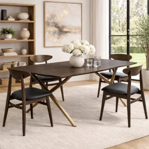 Silla de comedor estilo danés nogal Dalma