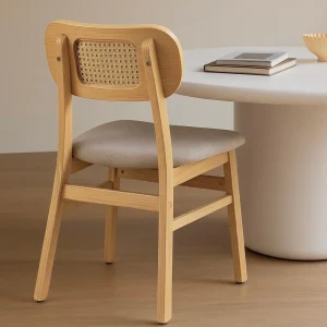 Silla de comedor nórdica madera y ratán Nantes