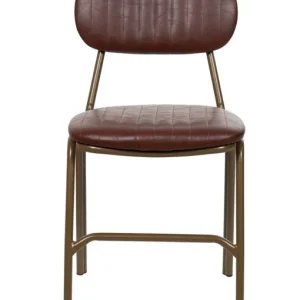 Silla de comedor vintage acero dorado y semipiel Jerald