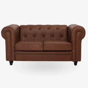 Sofá chesterfiel  2 plazas marrón vintage