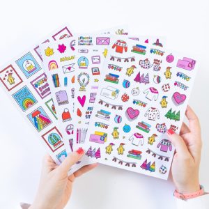 Set di 4 fogli di sticker “Inverno colorato”