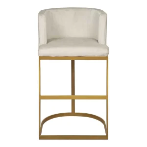Taburete de bar acero dorado y terciopelo H74 cms Mia