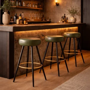 Taburete de bar vintage cuero Timba