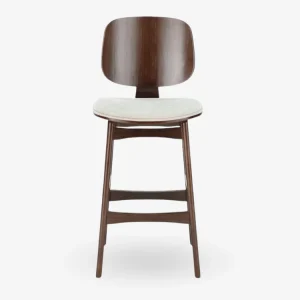 Taburete  madera nogal y tapizado H65 Everly