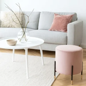 Taburete puff bajo Enid terciopelo